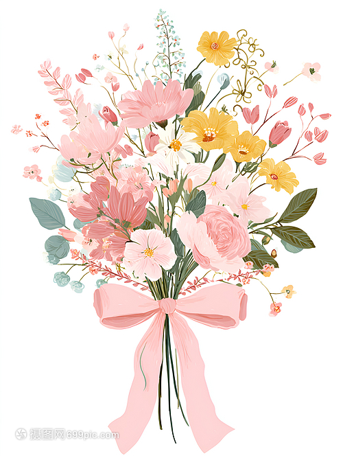 春日序曲 粉黃白三色花束，獻給生活的溫柔詩篇